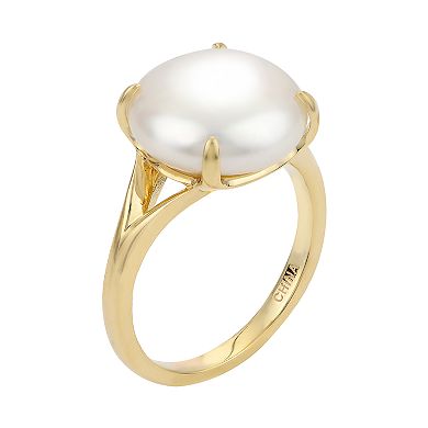 PearLustre by Imperial 14k Gold Freshwater Cultured Coin Pearl Ring