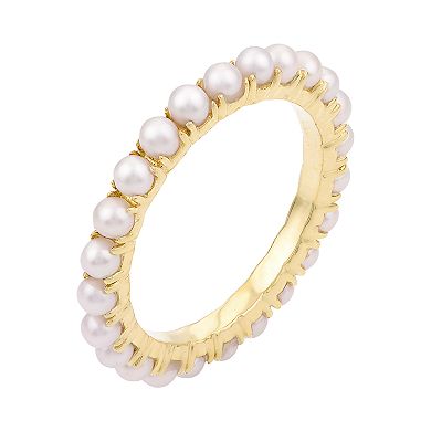 PearLustre by Imperial 14k Gold Freshwater Cultured Pearl Eternity Ring