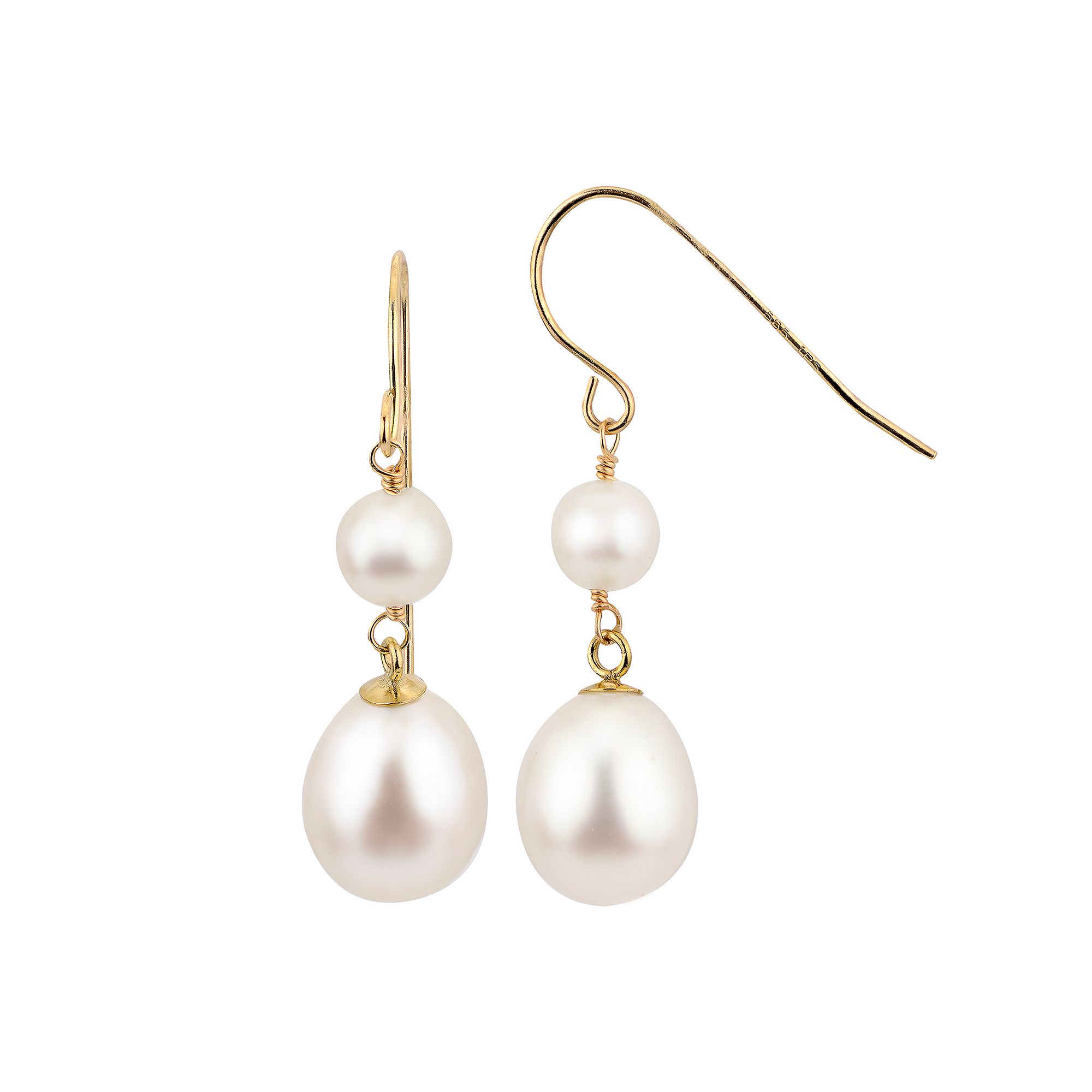 PearLustre by Imperial 14k Gold Freshwater Cultured Pearl Double Drop Earri