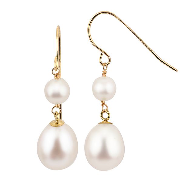 PearLustre by Imperial 14k Gold Freshwater Cultured Pearl Double Drop ...