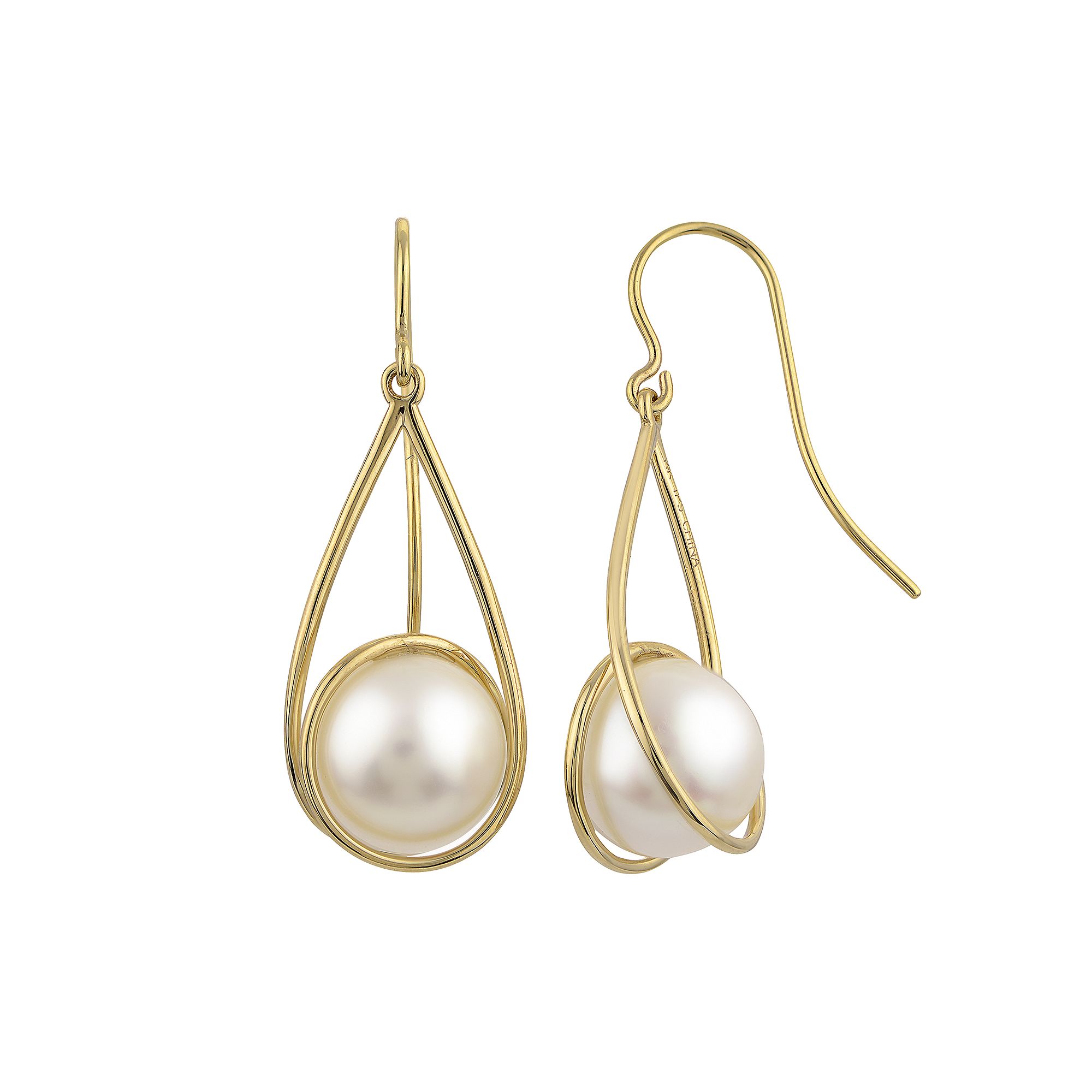 PearLustre by Imperial 14k Gold Freshwater Cultured Pearl Swirl Drop Earrin