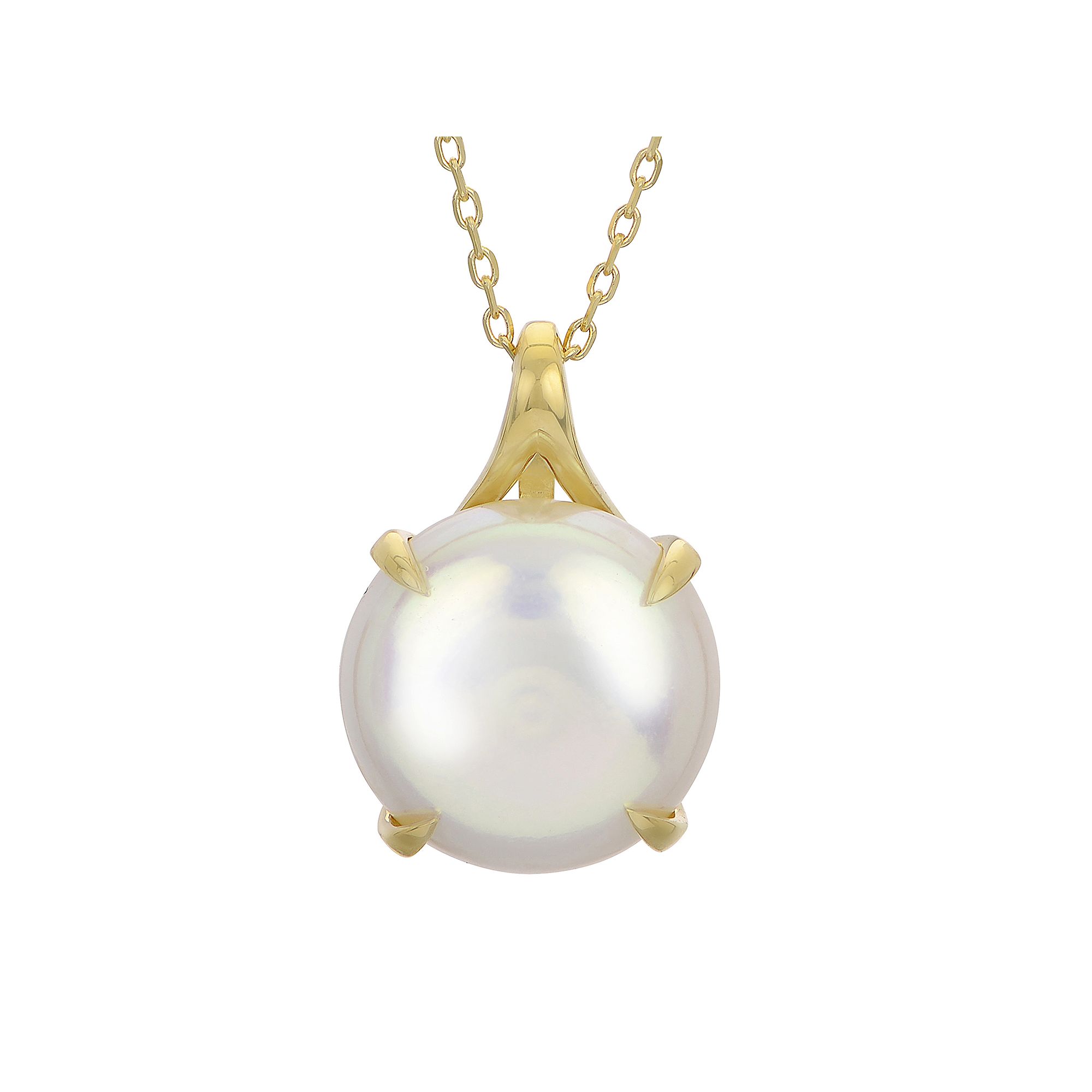 PearLustre by Imperial 14k Gold Freshwater Cultured Coin Pearl Pendant Nec