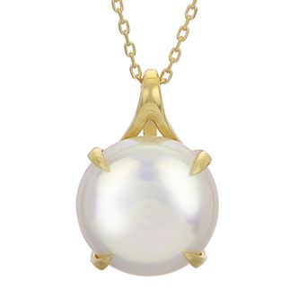 PearLustre by Imperial 14k Gold Freshwater Cultured Coin Pearl Pendant Necklace