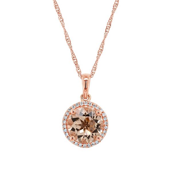 Sterling Silver 14K Rose Gold-Plated Morganite 1/10 Carat T.W. Diamond ...