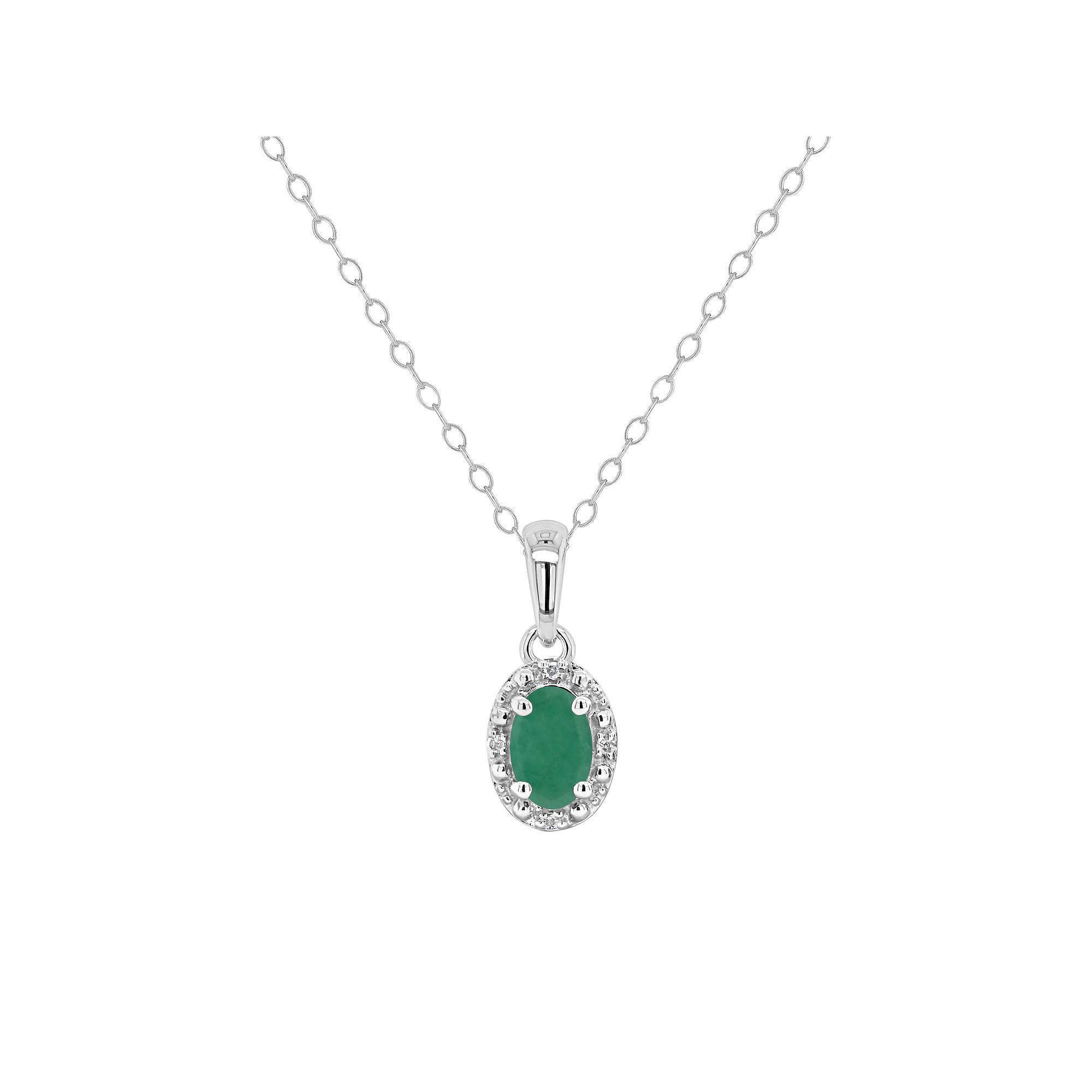 Celebration Gems Sterling Silver Oval Genuine Emerald Diamond Accent Frame