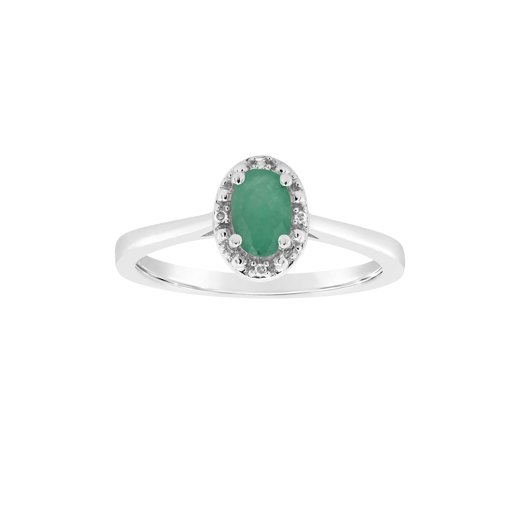 Celebration Gems Sterling Silver Oval Genuine Emerald Diamond Accent Frame 