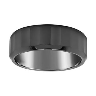 Celebration Gems Men's 8mm Flat Sided Ceramic Wedding Band Ring