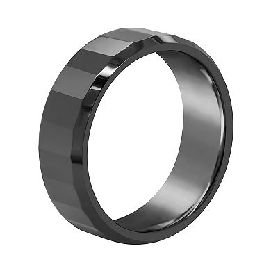 Men's 8mm Flat Sided Ceramic Wedding Band Ring