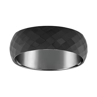 Celebration Gems Men's 7.5mm Faceted Ceramic Wedding Band Ring