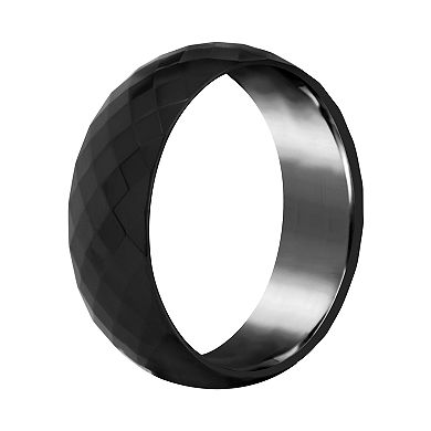 Men's 7.5mm Faceted Ceramic Wedding Band Ring