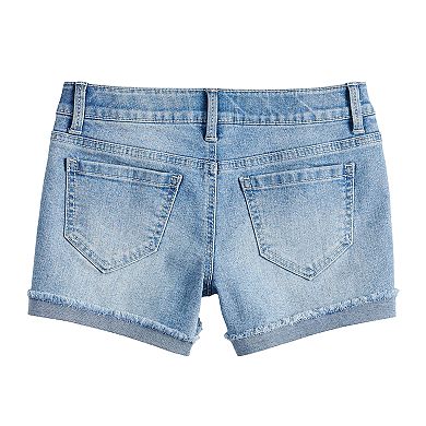 Girls 7-16 & Plus Size Mudd® Crochet Pocket & Trim Jean Shorts