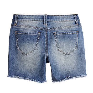 Girls 7-16 & Plus Size Mudd® Crochet Hem Distressed Denim Shorts
