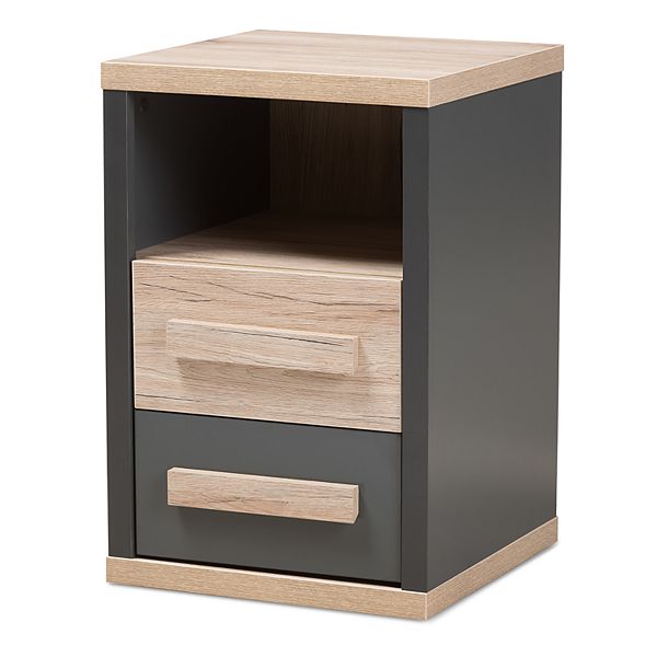 Baxton Studio Modern Two Tone 2 Drawer Nightstand