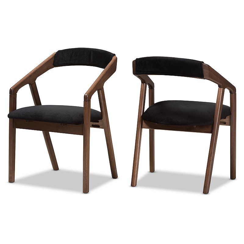 Baxton Studio Mid-Century Black Dining Chair 2-piece Set