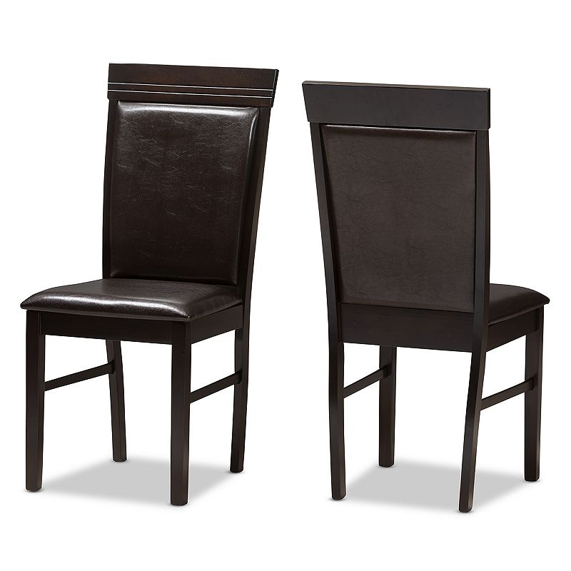 Baxton Studio Modern Espresso Faux-Leather Dining Chair 2-piece Set, Dark B