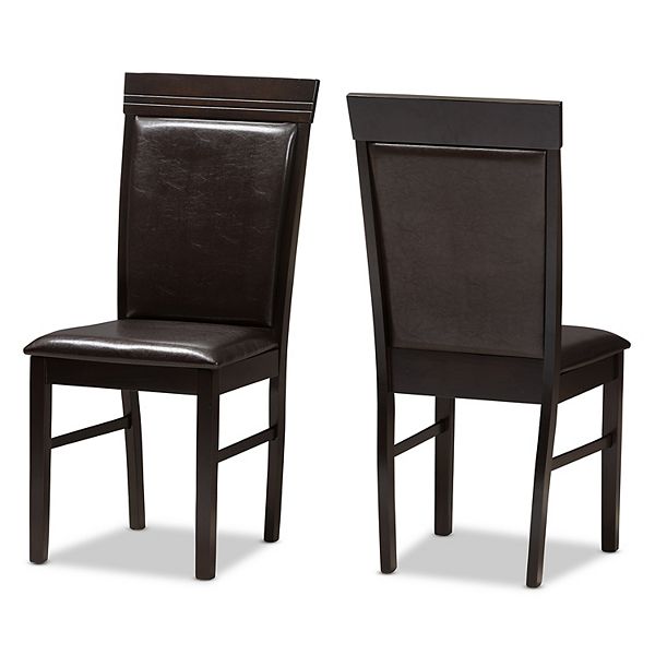 Baxton Studio Modern Espresso Faux, Contemporary Black Faux Leather Dining Chairs