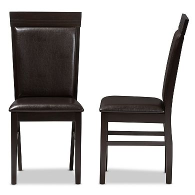 Baxton Studio Modern Espresso Faux-Leather Dining Chair 2-piece Set