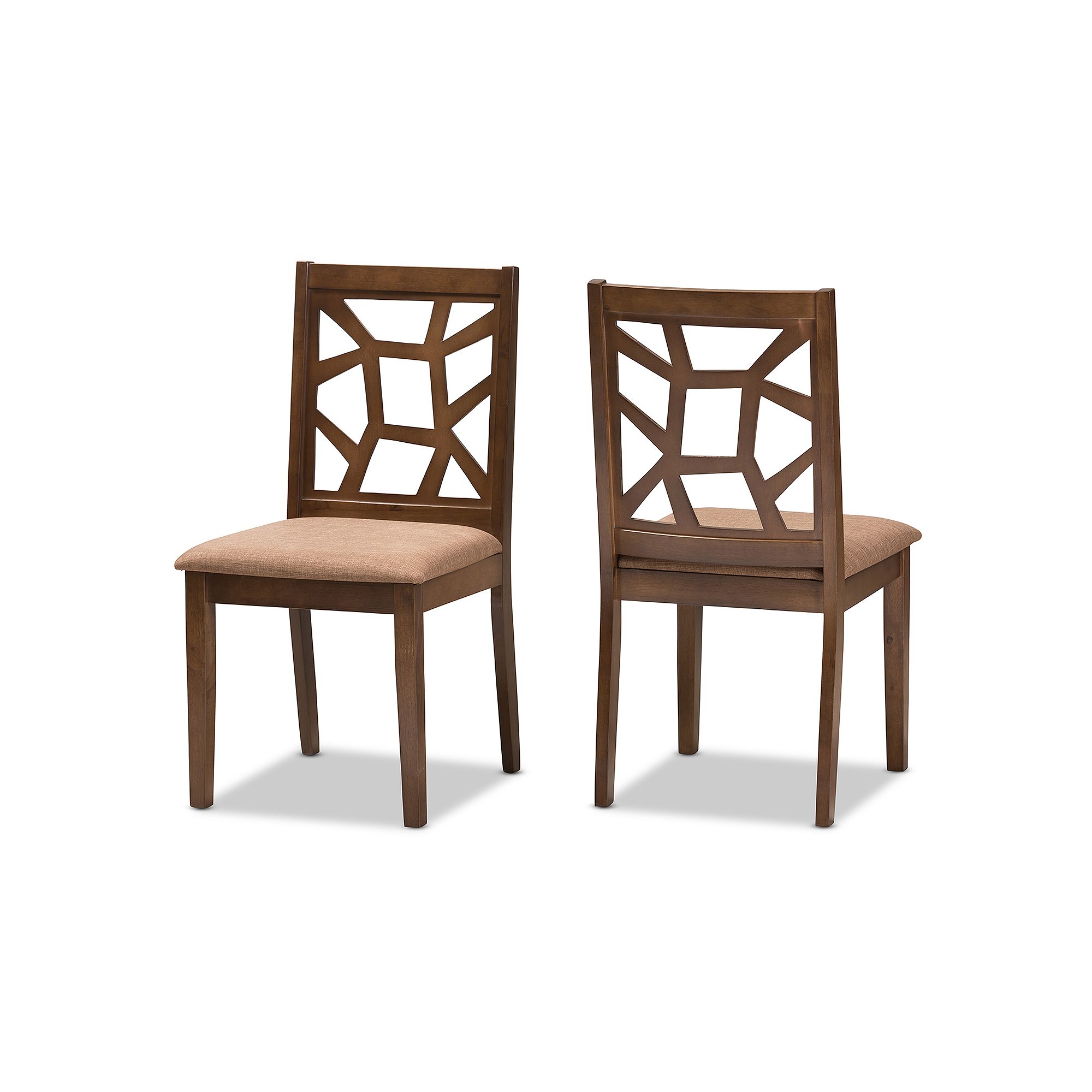 Baxton Studio Mid-Century Brown Dining Chair 2-piece Set, Light Pastel Brow