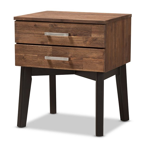 Silver baxton studio rs2102 currin mirrored silver. baxton studio mid century walnut 2 drawer nightstand