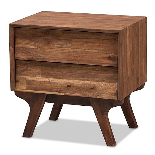 Baxton Studio Mid Century 2 Drawer Nightstand