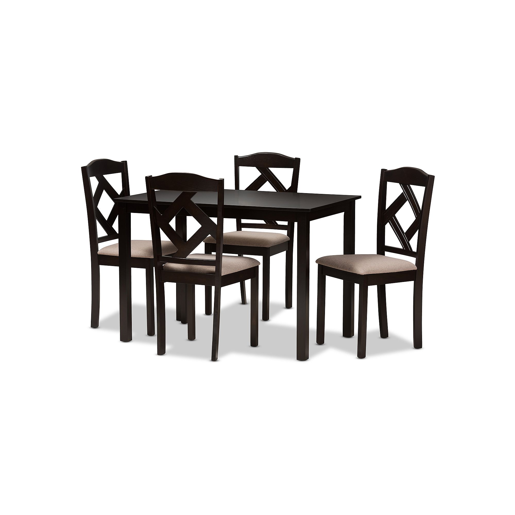 Baxton Studio Modern Beige Upholstered Chair & Table Dining 5-piece Set