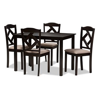 Baxton Studio Modern Beige Upholstered Chair & Table Dining 5 pc Set