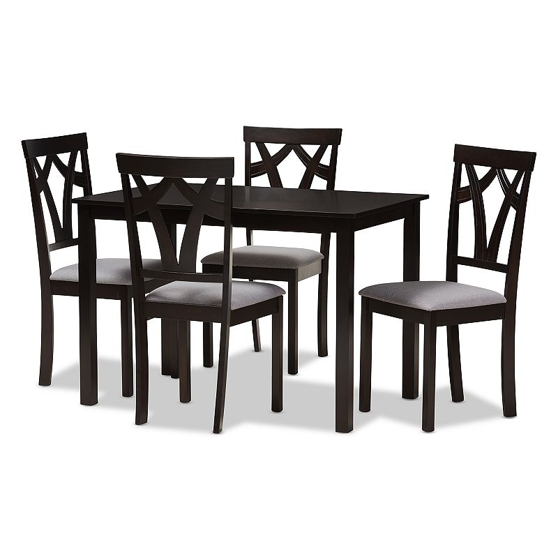 Baxton Studio Modern Gray Upholstered Chair & Table Dining 5-piece Set, Gre