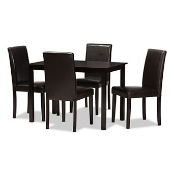 Baxton Studio Modern Solid Espresso Chair & Table Dining 5 pc Set