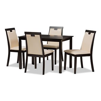 Baxton Studio Modern Beige T-back Chair & Table Dining 5 pc Set