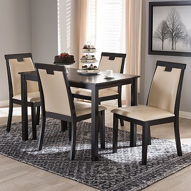 Baxton Studio Modern Beige T-back Chair & Table Dining 5-piece Set