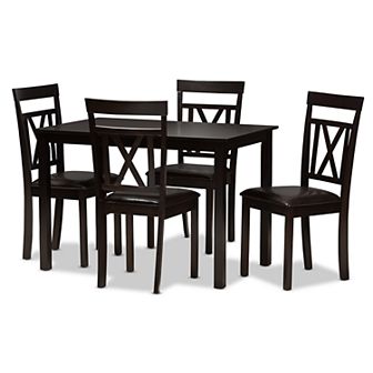 Baxton Studio Modern Espresso X-Back Chair & Table Dining 5 pc Set