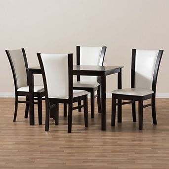 Baxton Studio Modern White Dining Chair & Table 5 pc Set
