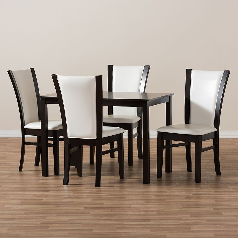 Baxton Studio Modern White Dining Chair & Table 5-Piece Set
