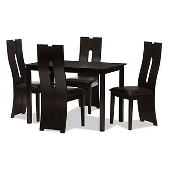 Baxton Studio Modern Espresso Curved Chair & Table Dining 5 pc Set