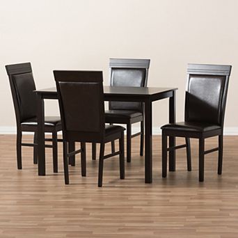 Baxton Studio Modern Espresso Chair & Table Dining 5 pc Set