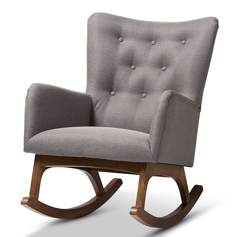 Baxton Studio Gray Mid-Century Rocking Chair, Grey
