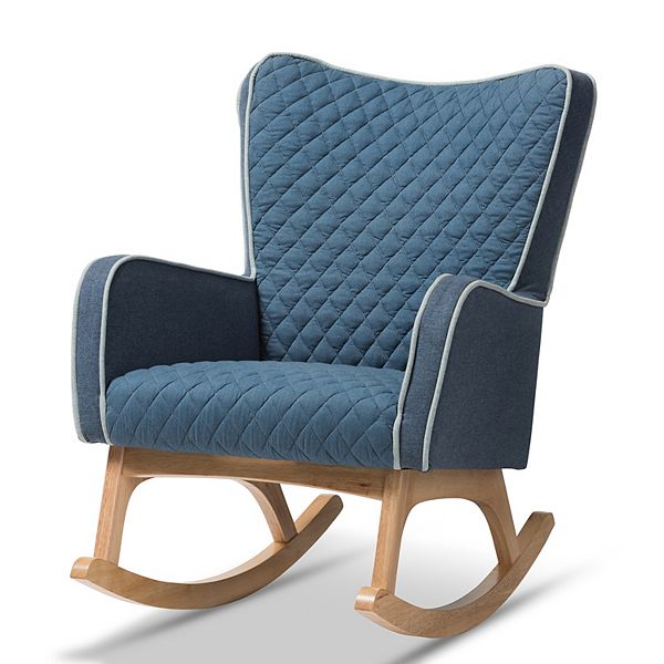 Baxton Studio Mid Century Blue Rocking Chair