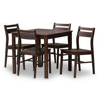 Baxton Studio Modern Espresso Ladder Back Chair & Table Dining 5 pc Set