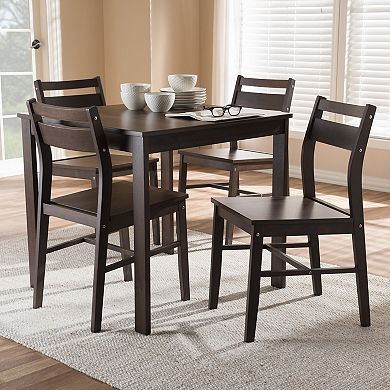 Baxton Studio Modern Espresso Ladder Back Chair & Table Dining 5-piece Set