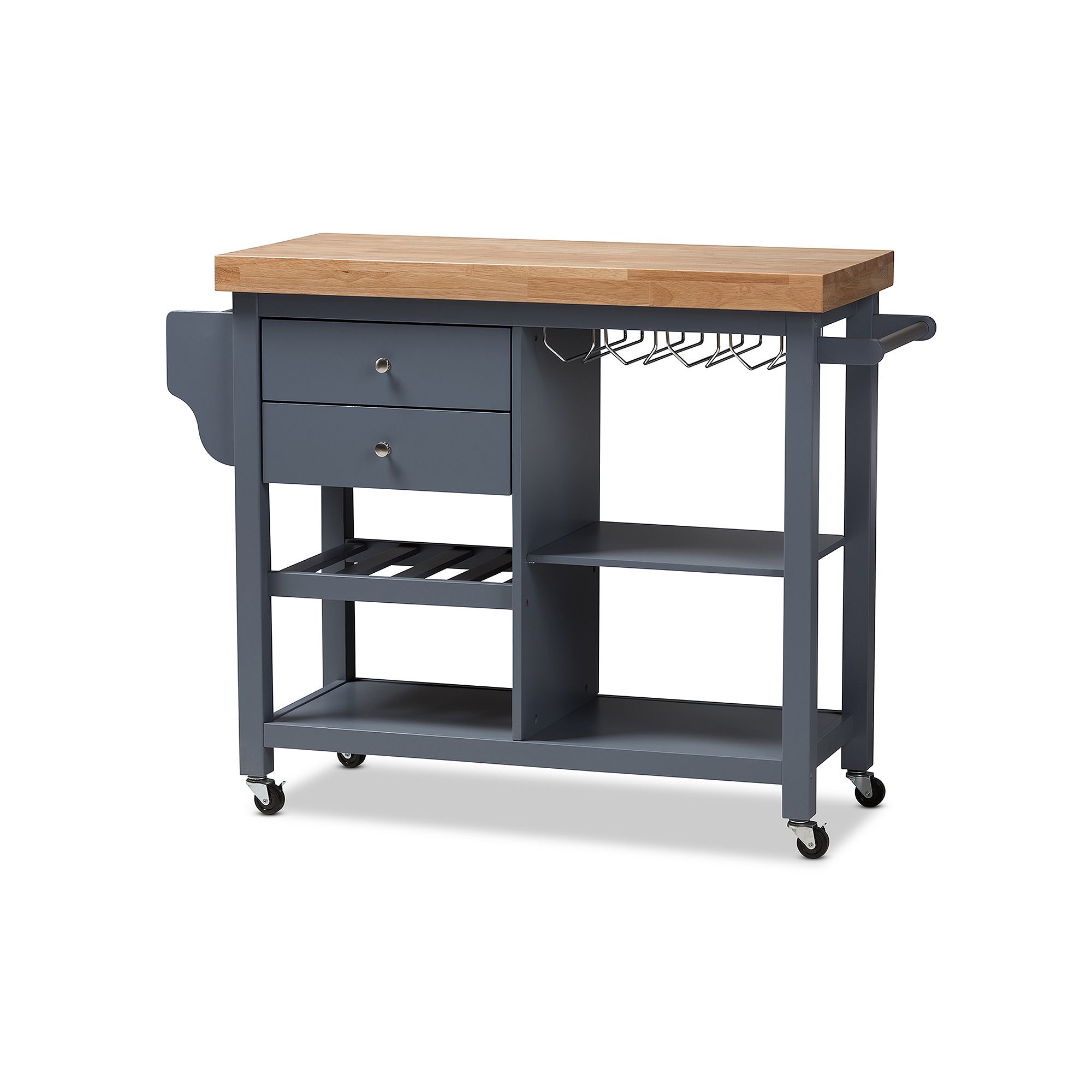 Baxton Studio Farmhouse Kitchen Cart, Dark Gray