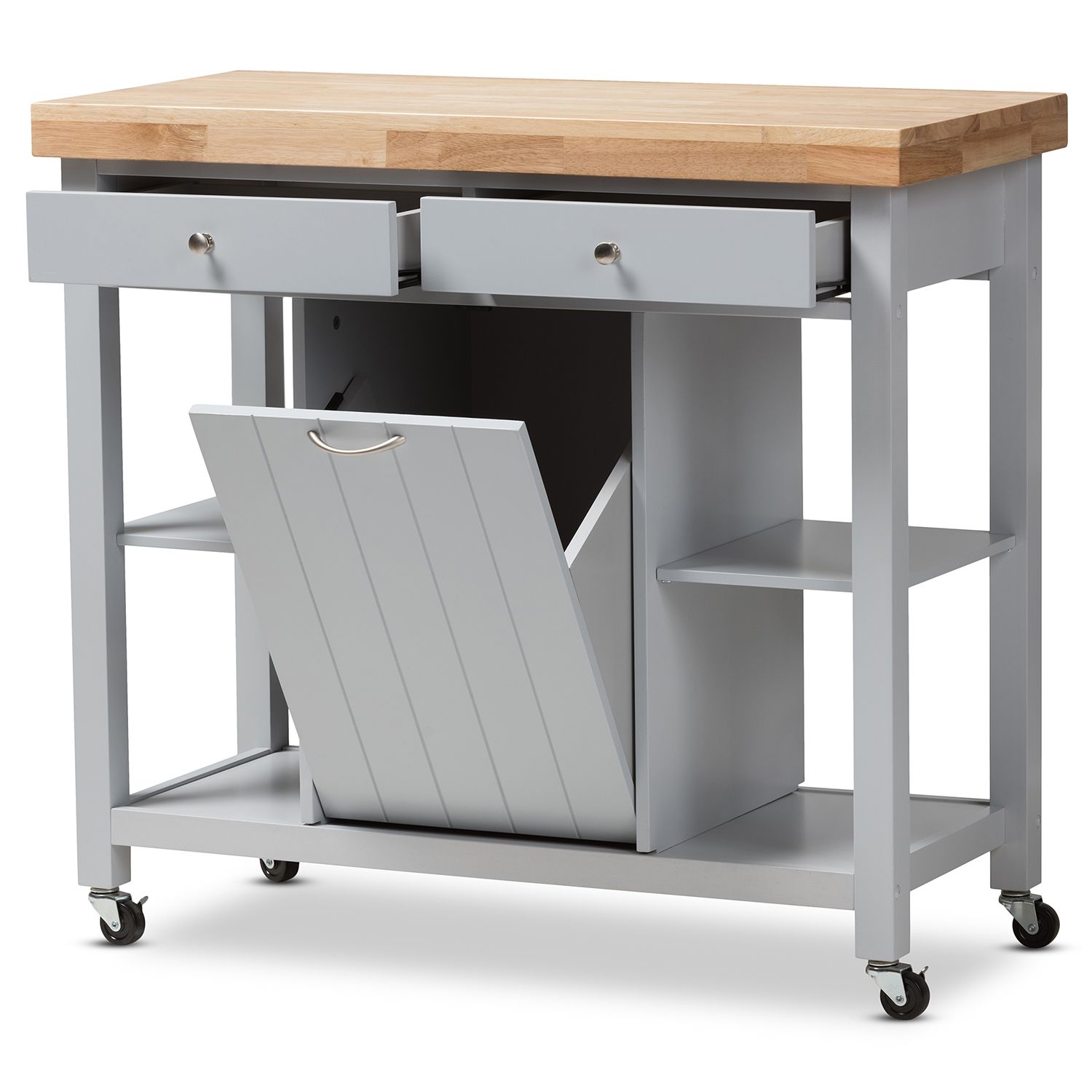 Baxton Studio Farmhouse Gray Kitchen Cart   3488506 ALT