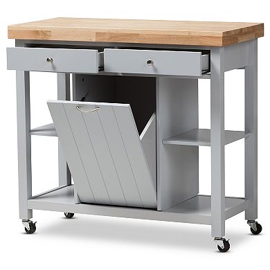 Baxton Studio Farmhouse Gray Kitchen Cart