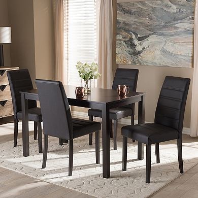 Baxton Studio Modern Espresso Textured Upholstered Chair & Table Dining ...