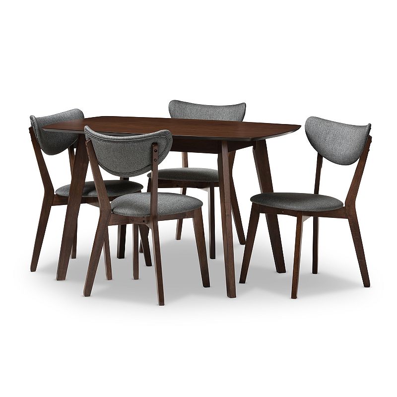 Baxton Studio Mid-Century Dark Gray Chair & Table Dining 5-piece Set, Dark 