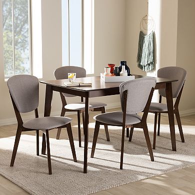 Baxton Studio Mid-Century Gray Cahir & Table Dining 5-piece Set