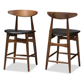 Baxton Studio Mid-Century Black Counter Stool 2 pc Set