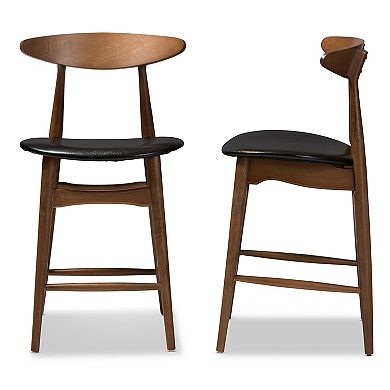 Baxton Studio Mid-Century Black Counter Stool 2-piece Set