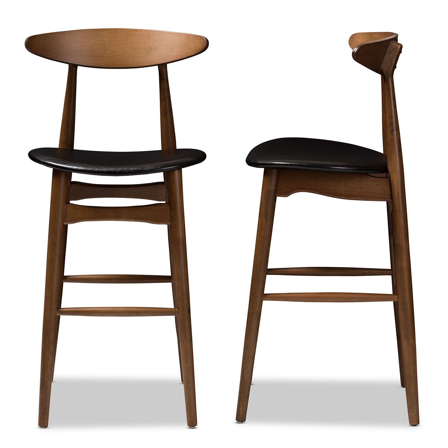 Baxton Studio Mid Century Black Bar Stool 2 Piece Set   3488560