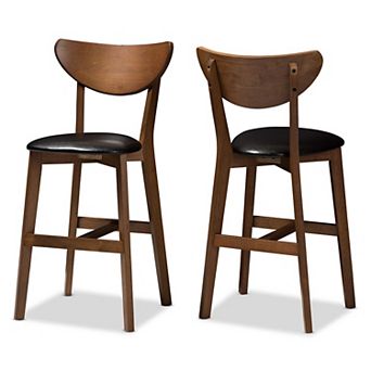 Baxton Studio Mid-Century Black Counter Stool 2 pc Set
