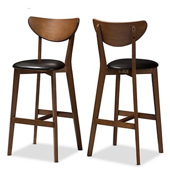Baxton Studio Mid-Century Black Bar Stool 2 pc Set